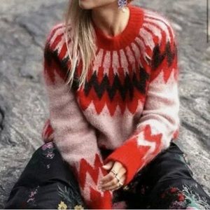 Erdem H&M fair isle mohair sweater oversized Icelandic Sweden top shirt XS NWOT